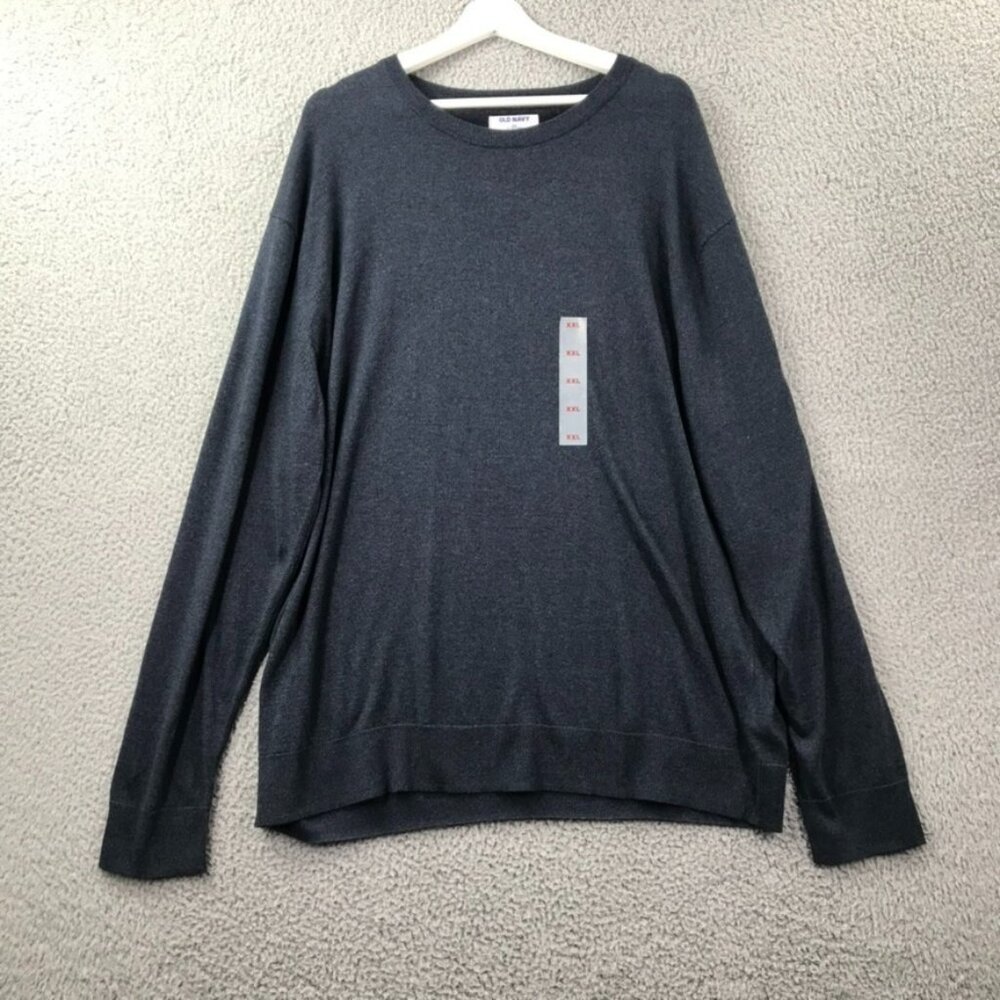 OLD NAVY Mens Size‎ XXL Navy Blue Heather Core Crewneck Sweater Go-Recycled NEW